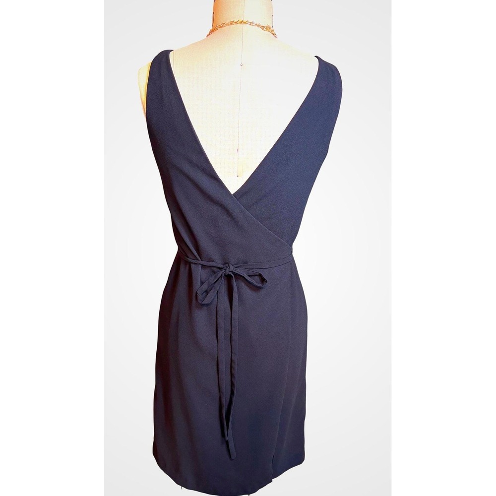 Esprit Sheath Dress Womens 5/6 Black Wrap Back Boat Neck Sleeveless Vintage - Picture 3 of 7